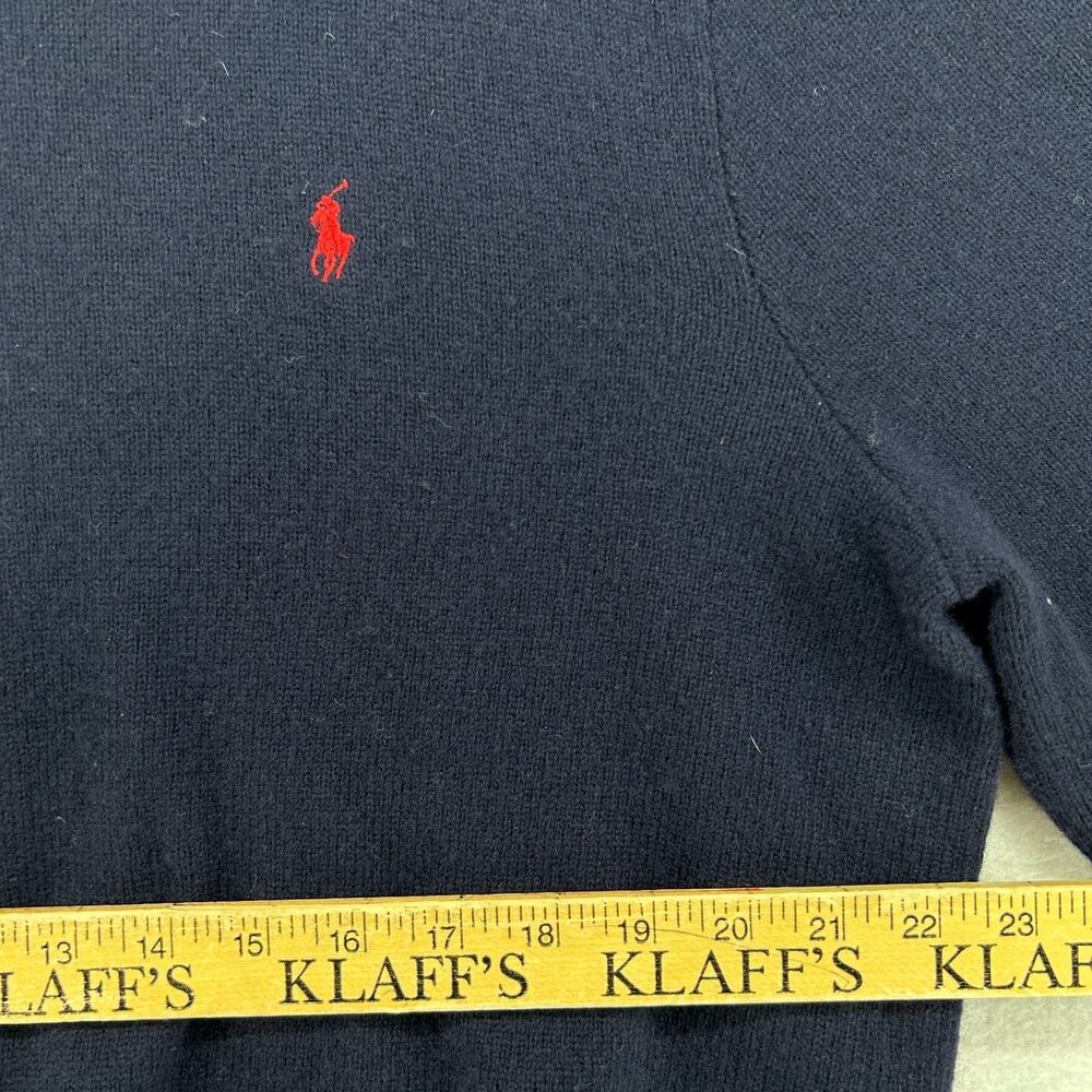 POLO RALPH LAUREN Sweater Womens XL 100% Lambswool V-Neck Pullover Jumper Blue - Picture 8 of 10
